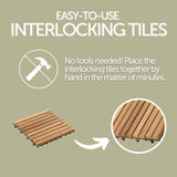 Denali Natural Teak Outdoor Interlocking Tiles-Parc Decor