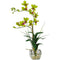 Dendrobium w/Glass Vase Silk Flower Arrangement-Parc Decor