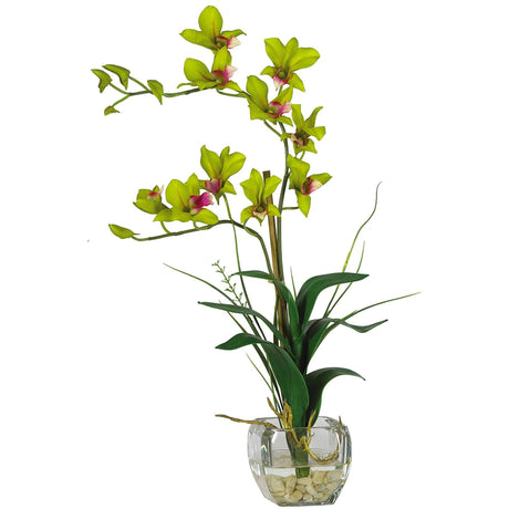 Dendrobium w/Glass Vase Silk Flower Arrangement-Parc Decor