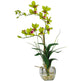 Dendrobium w/Glass Vase Silk Flower Arrangement-Parc Decor