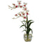 Dendrobium w/Glass Vase Silk Flower Arrangement-Parc Decor