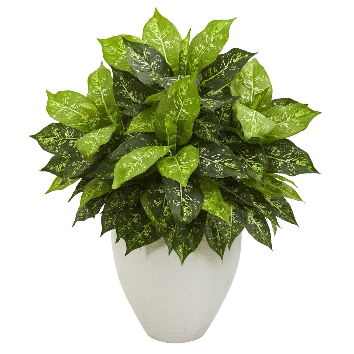 Dieffenbachia Artificial Plant in White Planter-Parc Decor