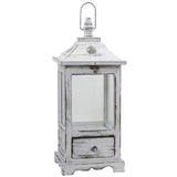 Distressed Wooden Lantern with Drawers-Parc Decor