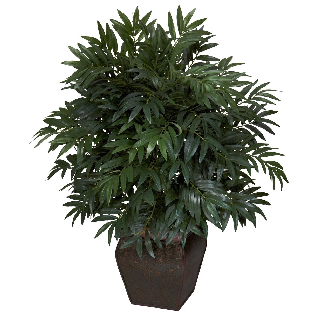 Double Bamboo Palm w/Decorative Planter Silk Plant-Parc Decor