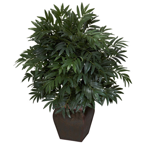 Double Bamboo Palm w/Decorative Planter Silk Plant-Parc Decor