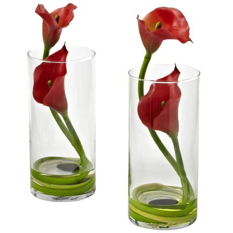 Double Calla Lily w/Cylinder (Set of 2)-Parc Decor