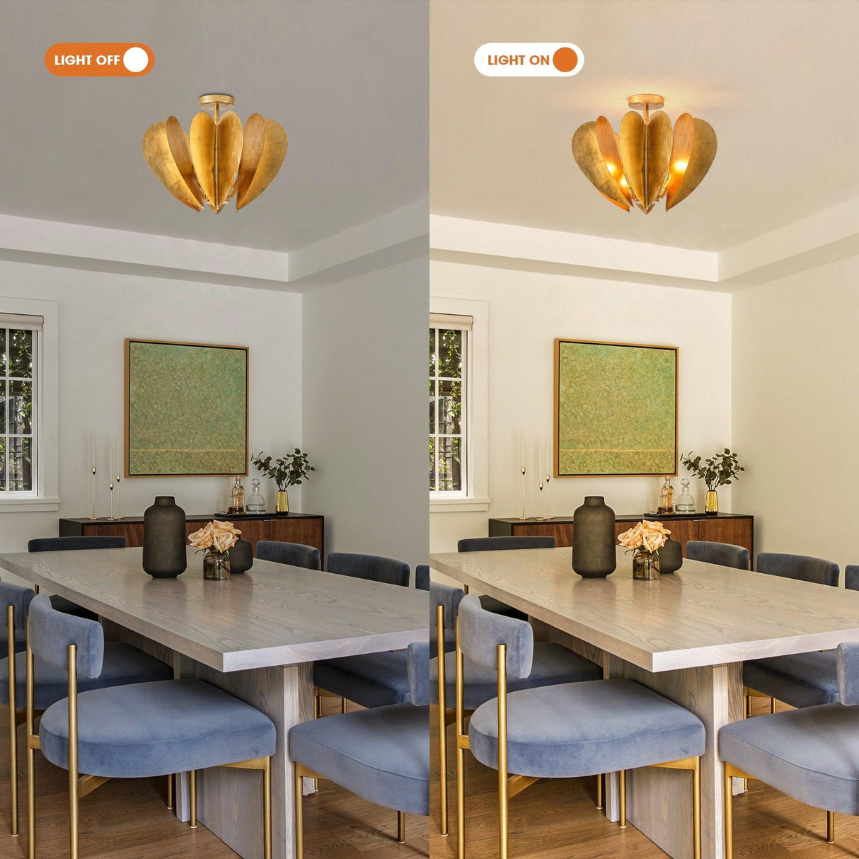 Elvira Farmhouse Gold Hexagonal Ceiling Light-Parc Decor