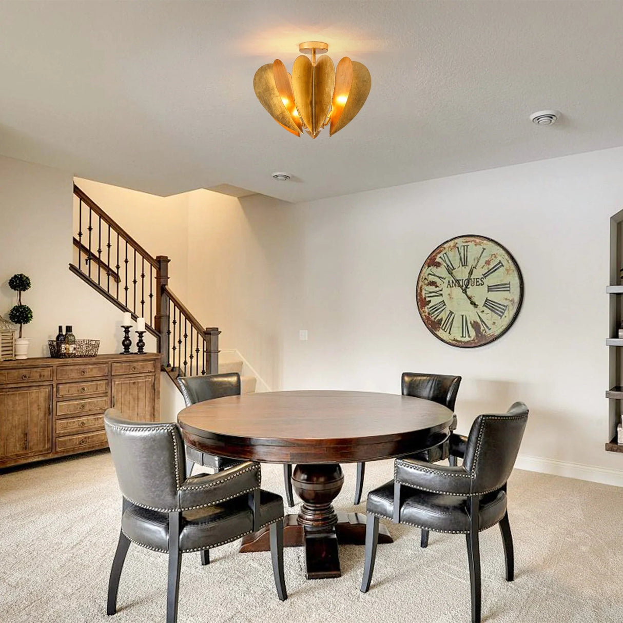 Elvira Farmhouse Gold Hexagonal Ceiling Light-Parc Decor