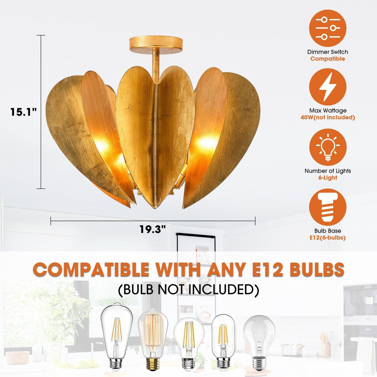 Elvira Farmhouse Gold Hexagonal Ceiling Light-Parc Decor