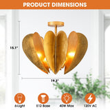 Elvira Farmhouse Gold Hexagonal Ceiling Light-Parc Decor