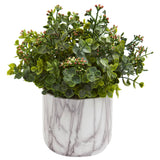 Eucalyptus Artificial Plant in Marble Finished Vase-Parc Decor