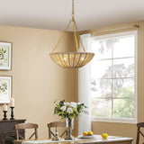 Farmhouse 3-Light Rattan Island Pendant Lighting in Bowl Shape-Parc Decor