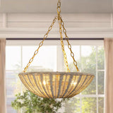Farmhouse 3-Light Rattan Island Pendant Lighting in Bowl Shape-Parc Decor