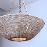 Farmhouse 3-Light Rattan Island Pendant Lighting in Bowl Shape-Parc Decor