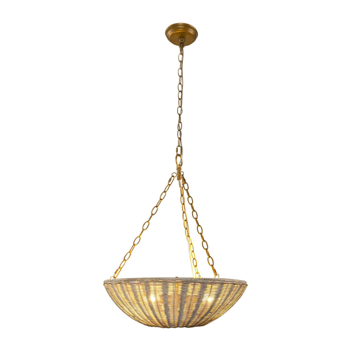 Farmhouse 3-Light Rattan Island Pendant Lighting in Bowl Shape-Parc Decor