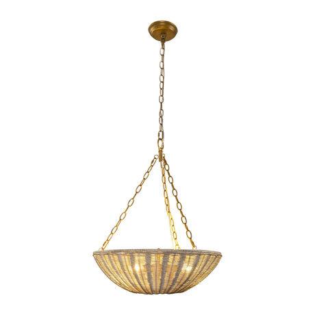 Farmhouse 3-Light Rattan Island Pendant Lighting in Bowl Shape-Parc Decor