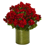 Geranium Artificial Plant in Metal Planter UV Resistant (Indoor/Outdoor)-Parc Decor