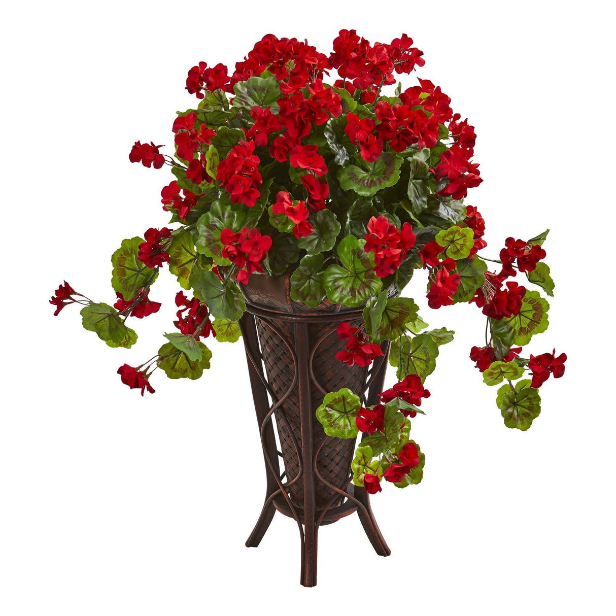 Geranium Artificial Plant in Stand Planter-Parc Decor