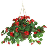 Geranium Hanging Basket Silk Plant-Parc Decor