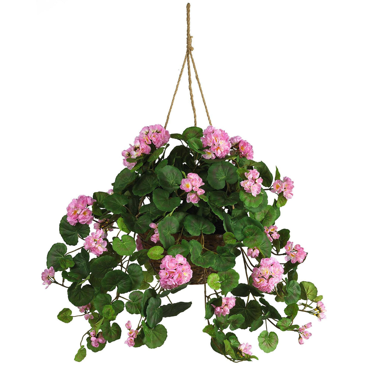 Geranium Hanging Basket Silk Plant-Parc Decor