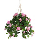 Geranium Hanging Basket Silk Plant-Parc Decor