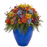Giant Mixed Floral Artificial Arrangement in Blue Vase-Parc Decor
