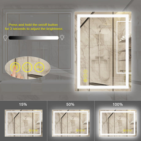 GlareGuard Anti-Fog Bathroom Led Mirror Backlit Illuminated Mirror Touch Switch Dimmable-Parc Decor