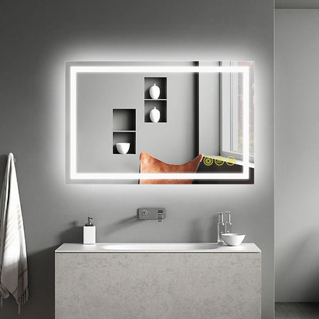 GlareGuard Anti-Fog Bathroom Led Mirror Backlit Illuminated Mirror Touch Switch Dimmable-Parc Decor