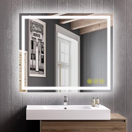 GlareGuard Anti-Fog Bathroom Led Mirror Backlit Illuminated Mirror Touch Switch Dimmable-Parc Decor