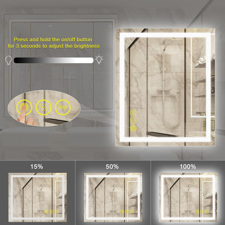GlareGuard Anti-Fog Bathroom Led Mirror Backlit Illuminated Mirror Touch Switch Dimmable-Parc Decor
