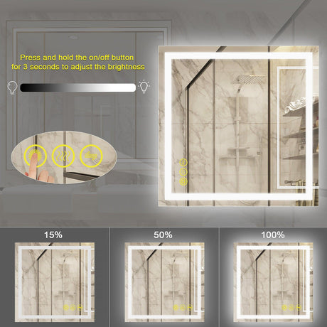GlareGuard Anti-Fog Bathroom Led Mirror Backlit Illuminated Mirror Touch Switch Dimmable-Parc Decor