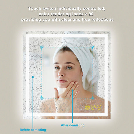 GlareGuard Anti-Fog Bathroom Led Mirror Backlit Illuminated Mirror Touch Switch Dimmable-Parc Decor