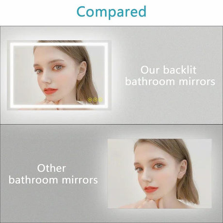 GlareGuard Anti-Fog Bathroom Led Mirror Backlit Illuminated Mirror Touch Switch Dimmable-Parc Decor