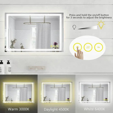 GlareGuard Anti-Fog Bathroom Led Mirror Backlit Illuminated Mirror Touch Switch Dimmable-Parc Decor