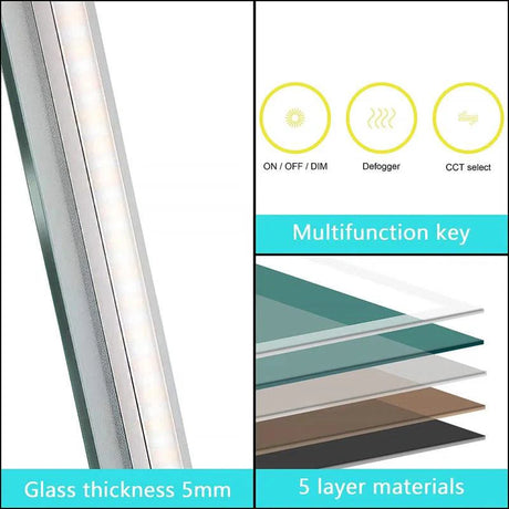 GlareGuard Anti-Fog Bathroom Led Mirror Backlit Illuminated Mirror Touch Switch Dimmable-Parc Decor