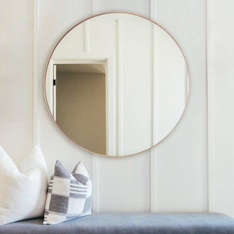 Golden Modern Round Framed Wall Mirror-Parc Decor