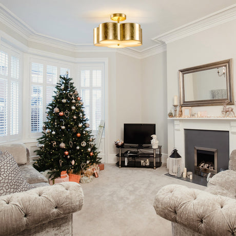 Golden Modern Semi Flush 3-Light Ceiling Lighting-Parc Decor