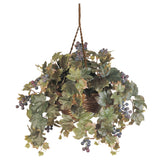 Grape Leaf Hanging Basket Silk Plant-Parc Decor