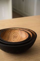 Half Charred Ashwood Nesting Bowl Set-Parc Decor