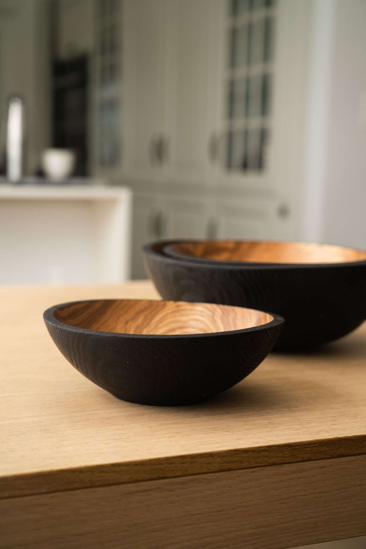 Half Charred Ashwood Nesting Bowl Set-Parc Decor