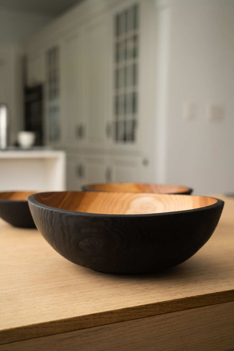 Half Charred Ashwood Nesting Bowl Set-Parc Decor