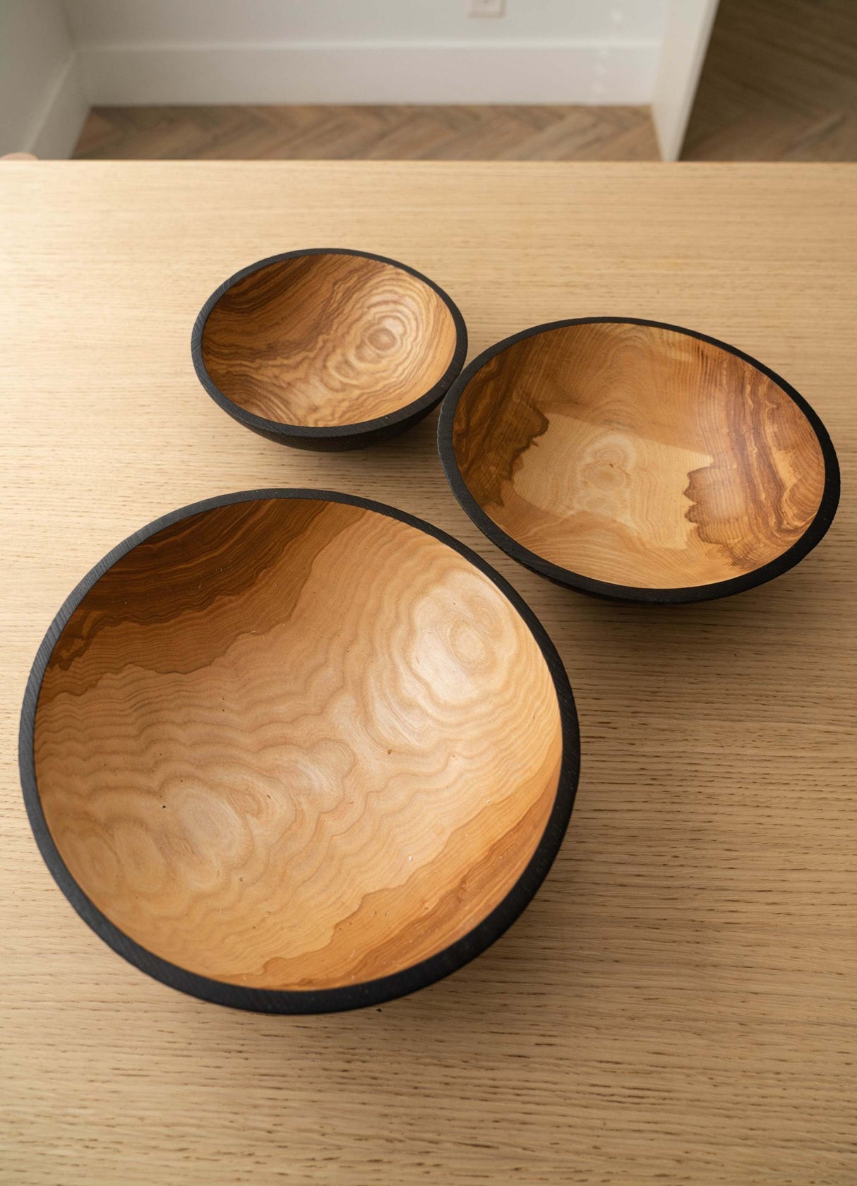 Half Charred Ashwood Nesting Bowl Set-Parc Decor
