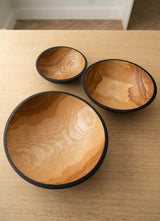 Half Charred Ashwood Nesting Bowl Set-Parc Decor