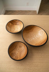 Half Charred Ashwood Nesting Bowl Set-Parc Decor