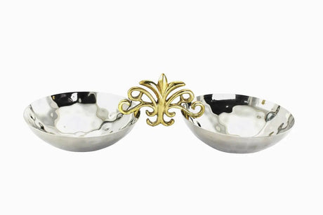 Hammered 2 Bowls with Leaf-Parc Decor