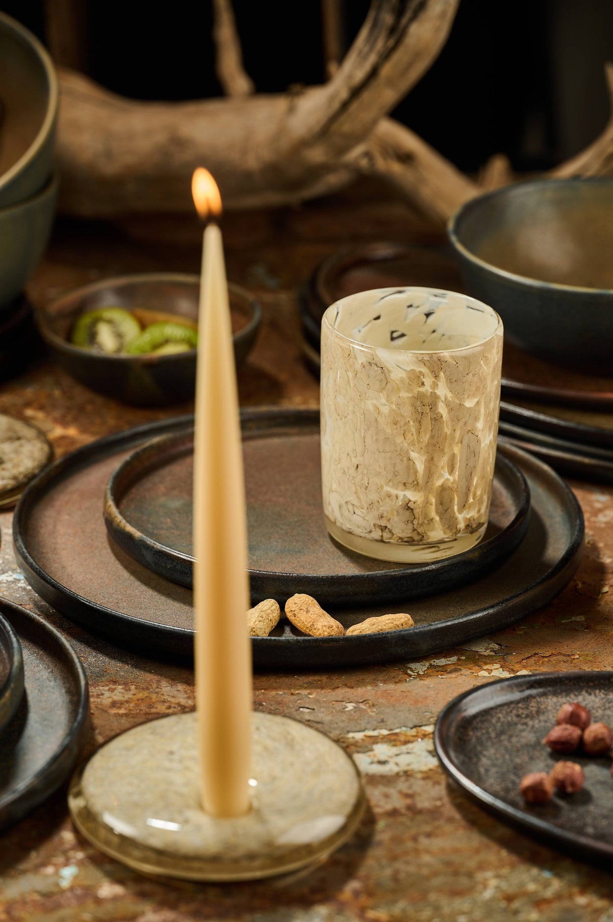 Hand Blown Glass Candle Holder-Parc Decor