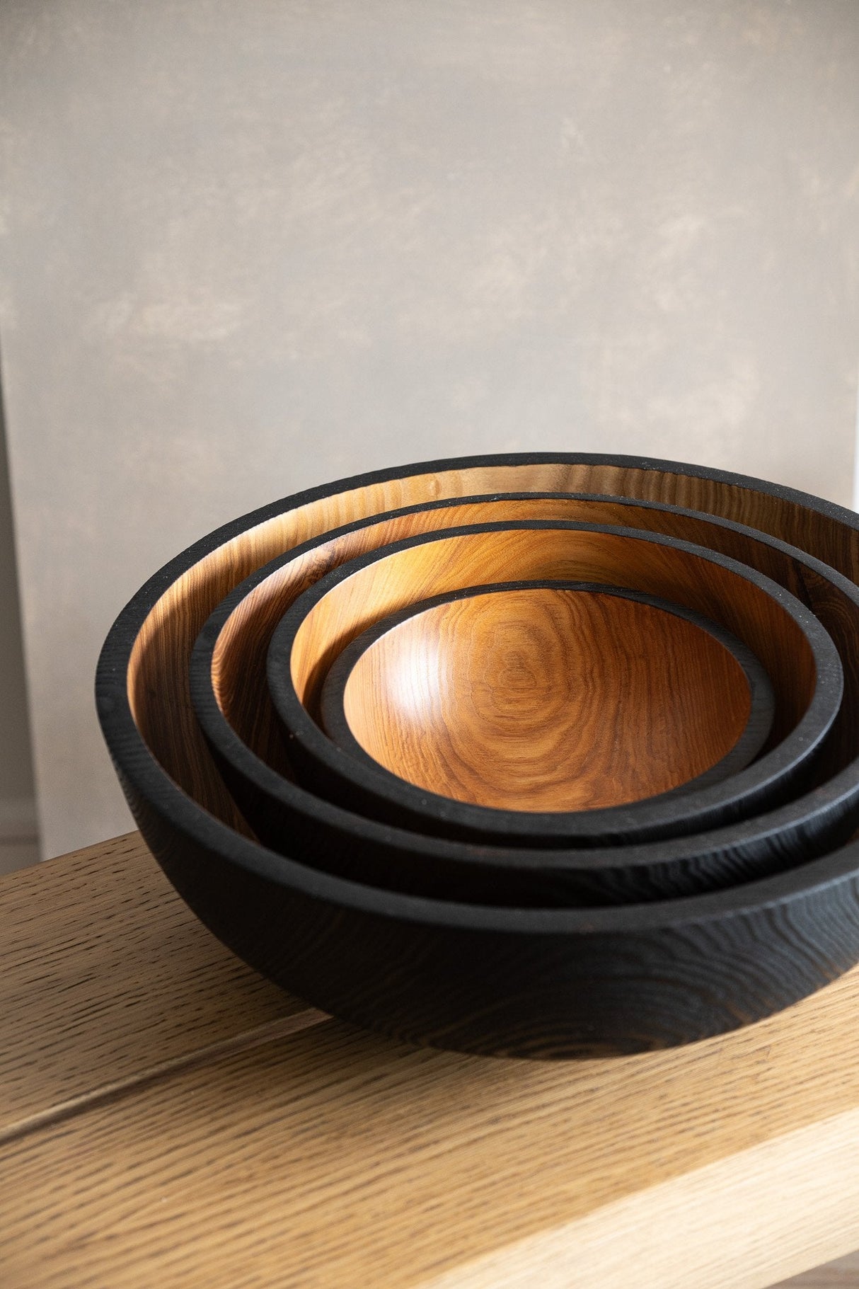 Hand Carved Extra Large Half Charred Wooden Bowl-Parc Decor