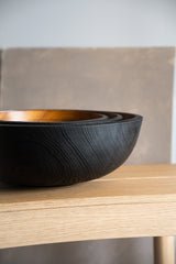 Hand Carved Extra Large Half Charred Wooden Bowl-Parc Decor