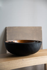 Hand Carved Extra Large Half Charred Wooden Bowl-Parc Decor