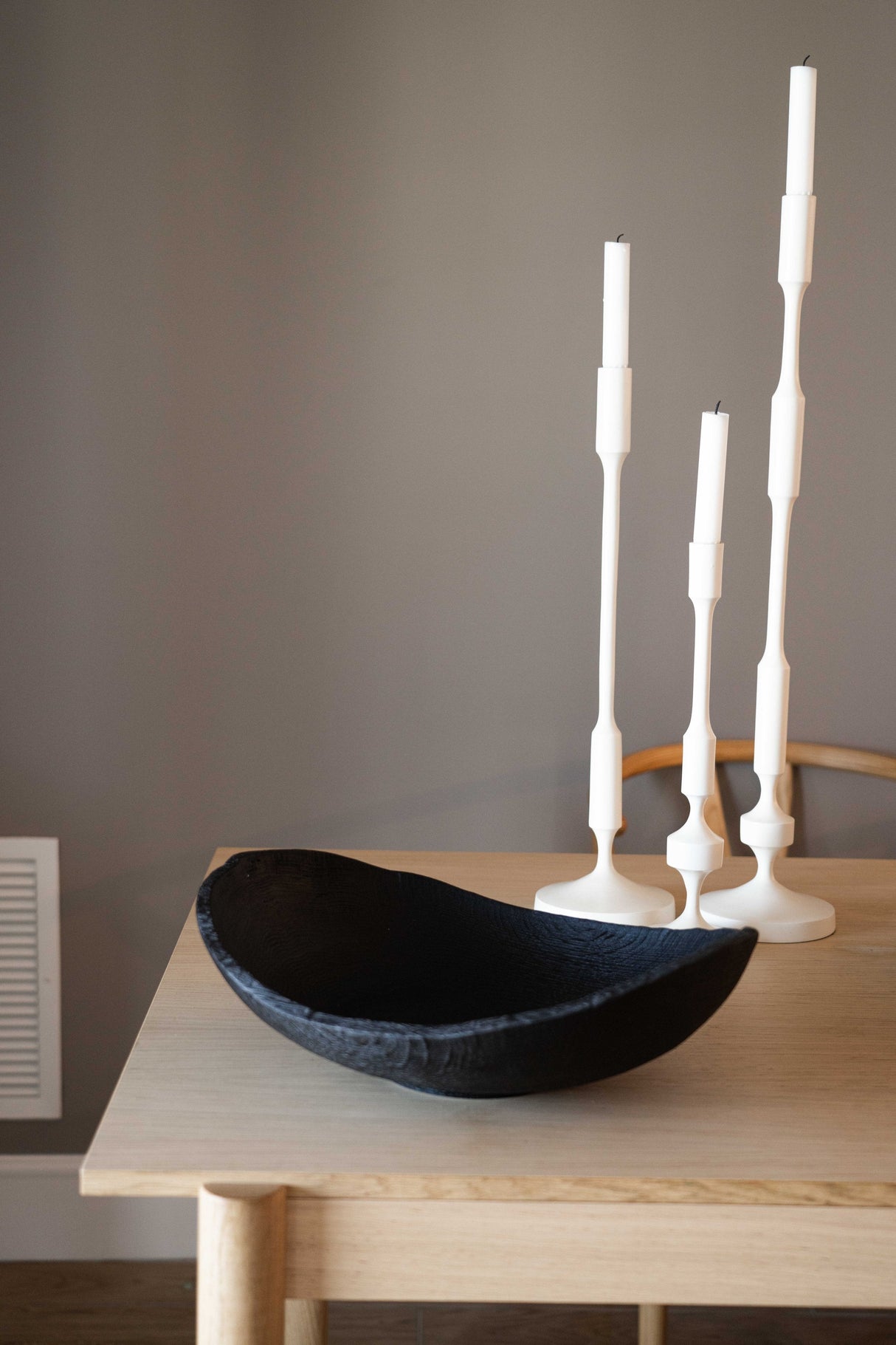 Hand-Carved Large Charred Wood Shallow Bowl-Parc Decor